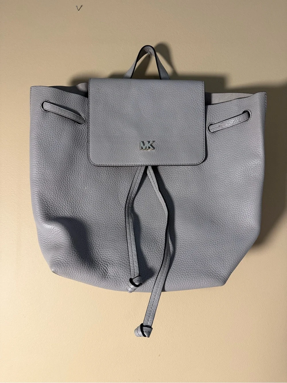 Michael Kors Pebbled Leather Drawstring Backpack - Gray